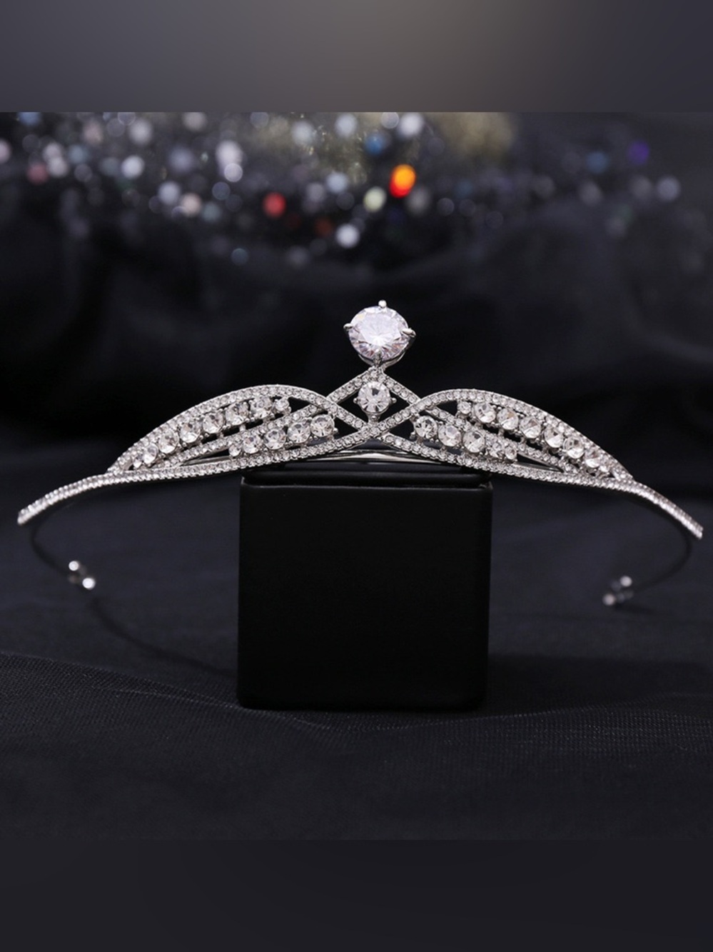 Silver Crystal Bridal Tiara Headband - Elegant Sparkling Hair Accessory